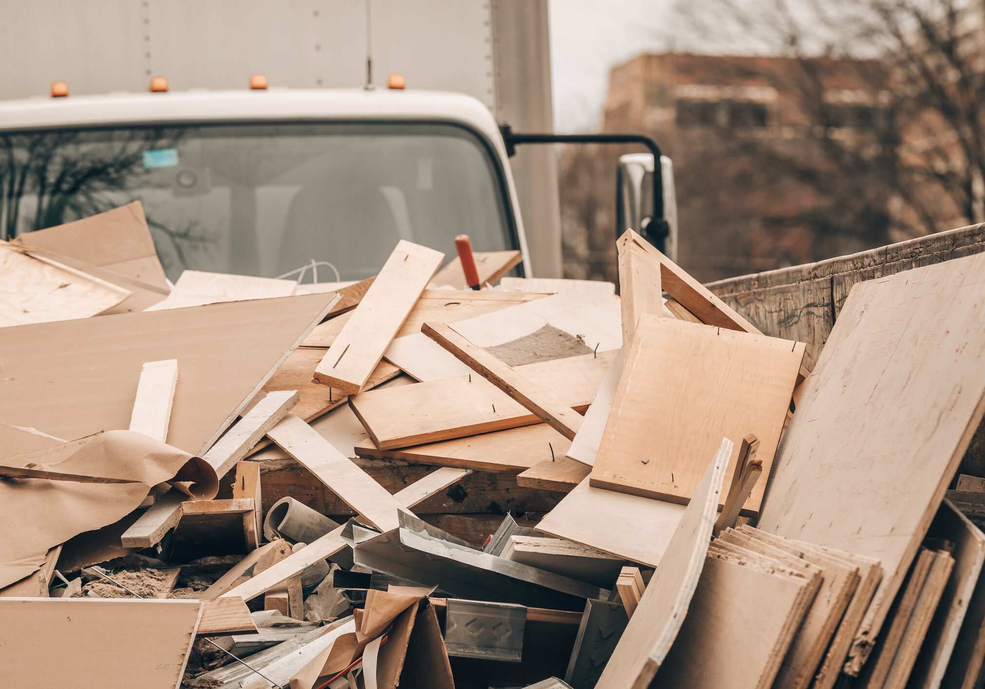 Construction work van Vehicle and Debris Materials
